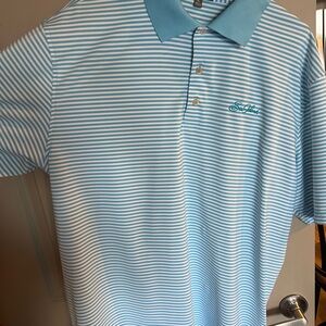 Peter Millar Blue Polo Shirt Classic Striped Design